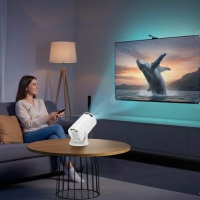 Mini projecteur face a un mur